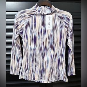 NWT Athleta Lg Rashguard North Point Ice Silver White Blue Purple Top Zipper She